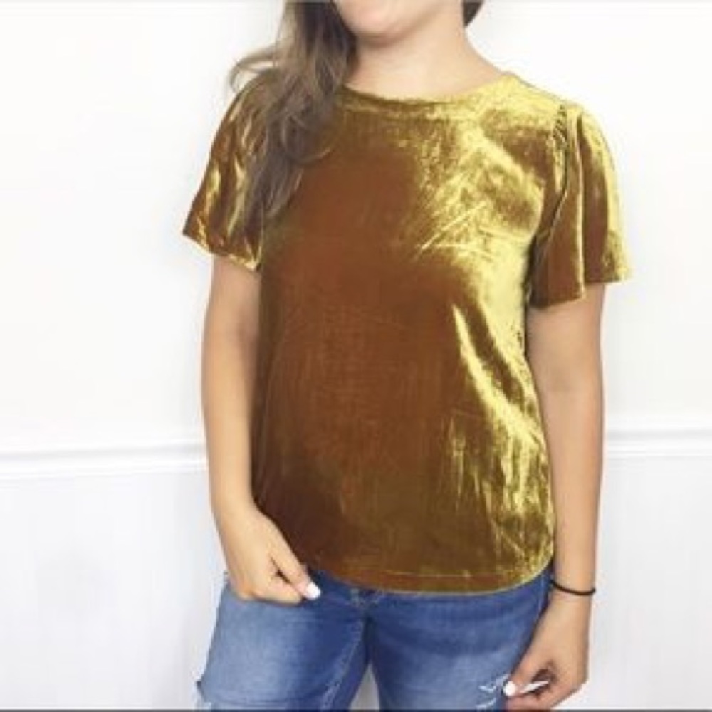 Loft Golden Yellow Crushed Velvet Shirt - XS